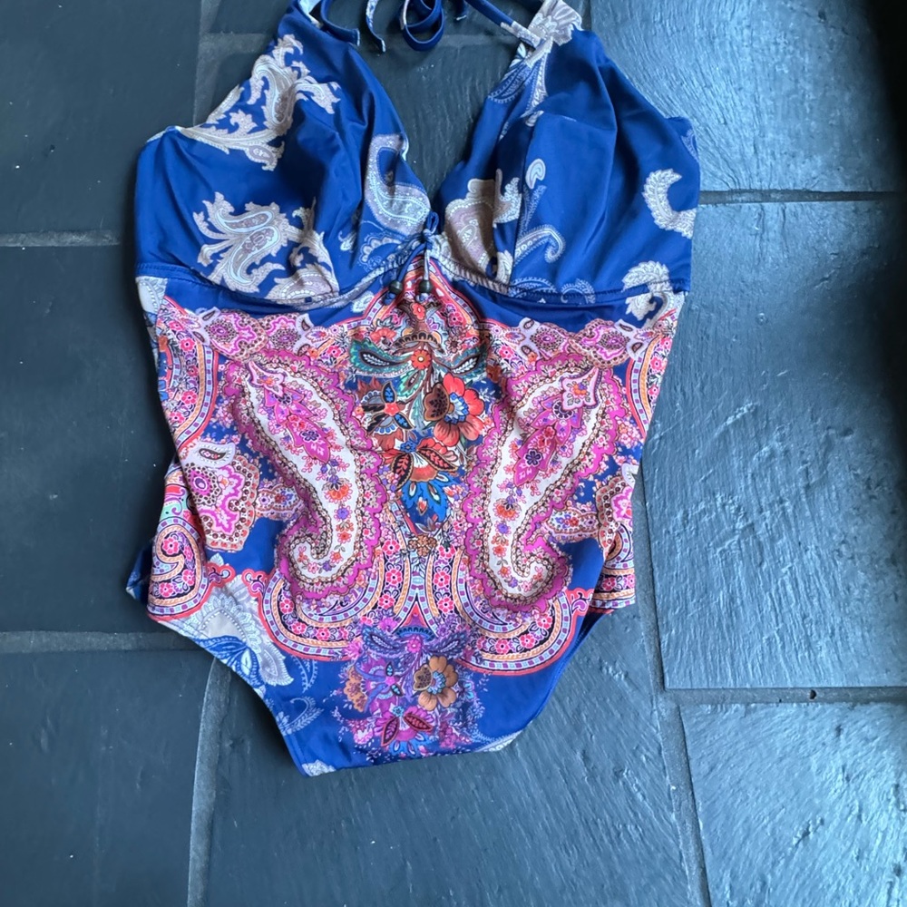 Women’s paisley print one piece swimsuit